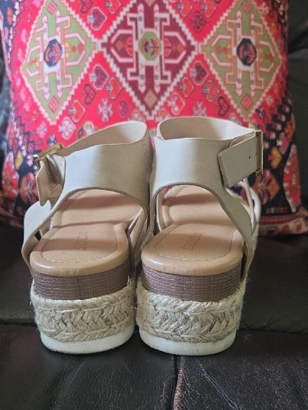 SODA Beige Strappy Espadrille Platform Sandals